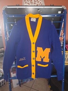 Vintage  University of Michigan Varsity Cardigan Sweater Size Medium